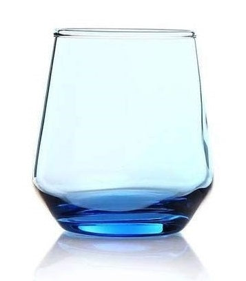 Wine Glasses Set of 6 - 370ML | Blue Bottom Shatterproof Glassware for Homes, Outdoor, Bar - Dishwasher Safe - Ideal for Cocktails