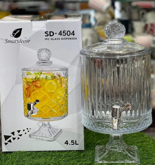 Latest Crystal Glass Dispenser with Glass Lid - Imported Glassware Mason Jar (4.5 Liter, 1 Piece)