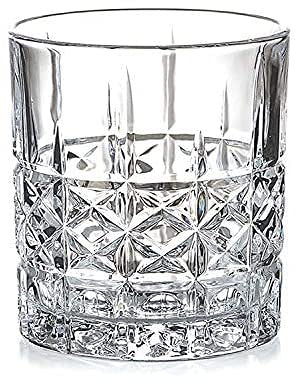 GK Whisky Glass 325ML - Set of 6 | Crystal Cut Barware Drinking Glasses for Alcoholic Drinks & Cocktails - Transparent Old Fashioned"