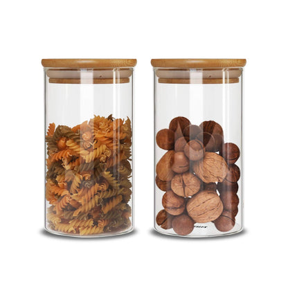 Delight Borosilicate Airtight Glass Storage Jar with Bamboo Wooden Lid - 1050 ML