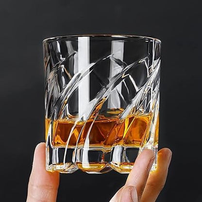 Crystal Cut Whiskey Glasses Set of 6  - 280 ML Bar Glass for Drinking Whisky, Scotch, Cocktails.