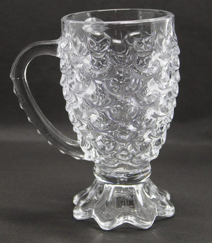 Glass Pineapple Pattern Mug with Handle - Set of 6 - 220 ml Clear Transparent