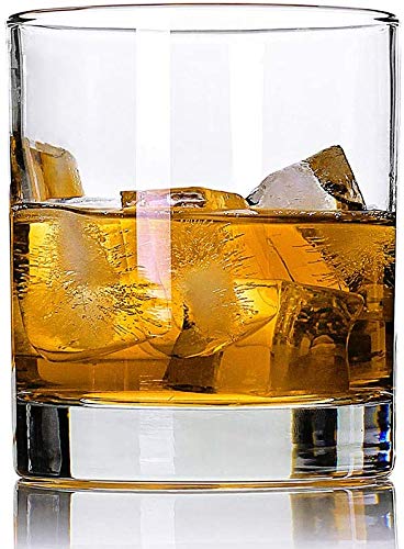 Plaza Round Whisky 290ML - Set of 6 | Crystal Cut Barware Drinking Glasses for Alcoholic &  Cocktail Drinks"