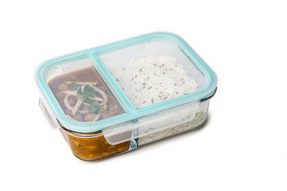 Two Partition/Compartment Lunch Box/Container Microwave Highly Heat-Resistant Airtight Lid and Air Valve