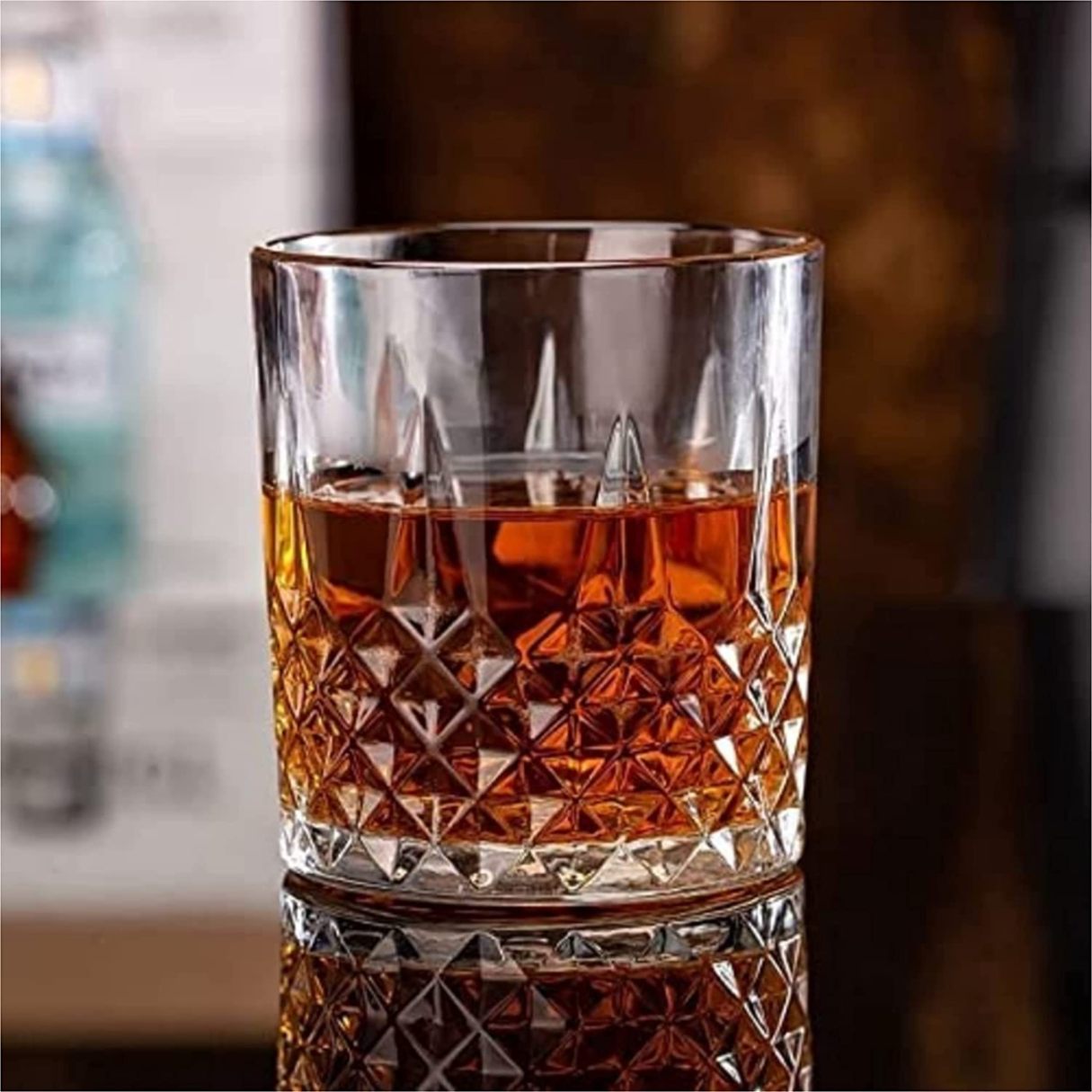 Crystal Whiskey Rocks Glasses Set of 6- 325 ML - with Heavy Base - Crystal Barware Glasses for Alcoholic Drinks