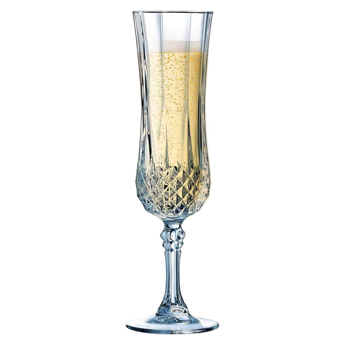 Premium Crystal Champagne Glass Set - 155ml - Vintage Diamond Cut - Set of 6