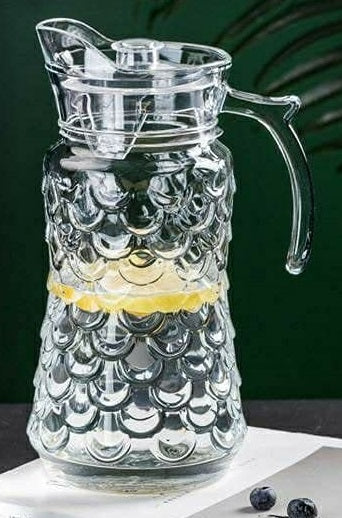 Water Jug Bubble 1.8 LTR - Bubble and Diamond Shape Glass Water Jug