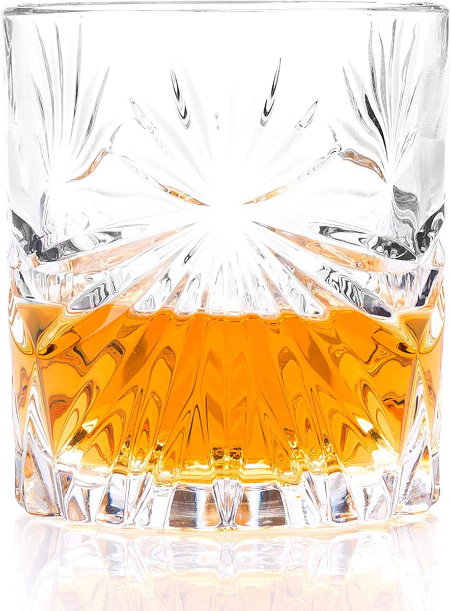 Crystal Whiskey Glasses - Set of 6  - 300ML  Bar Glasses for Drinking, Cocktail Tumblers