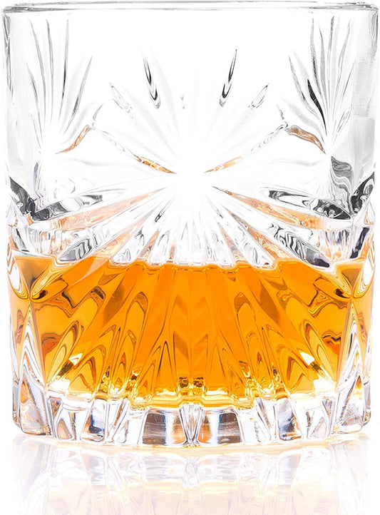 Crystal Whiskey Glasses - Set of 6  - 300ML  Bar Glasses for Drinking, Cocktail Tumblers