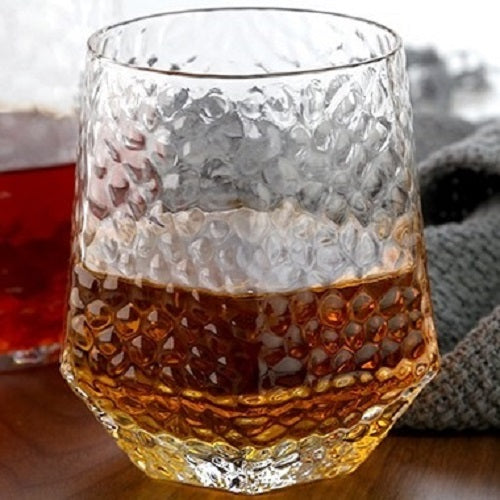 Hexa Bubble Whiskey Glasses - Set of 6, 310ml | Hexa Shape for Whiskey, Water & Juice