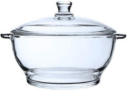 Toughened Glass Microwave Dishwasher Safe Pot Serving Bowl Casserole with Lid - Clear Glass (1 Piece)