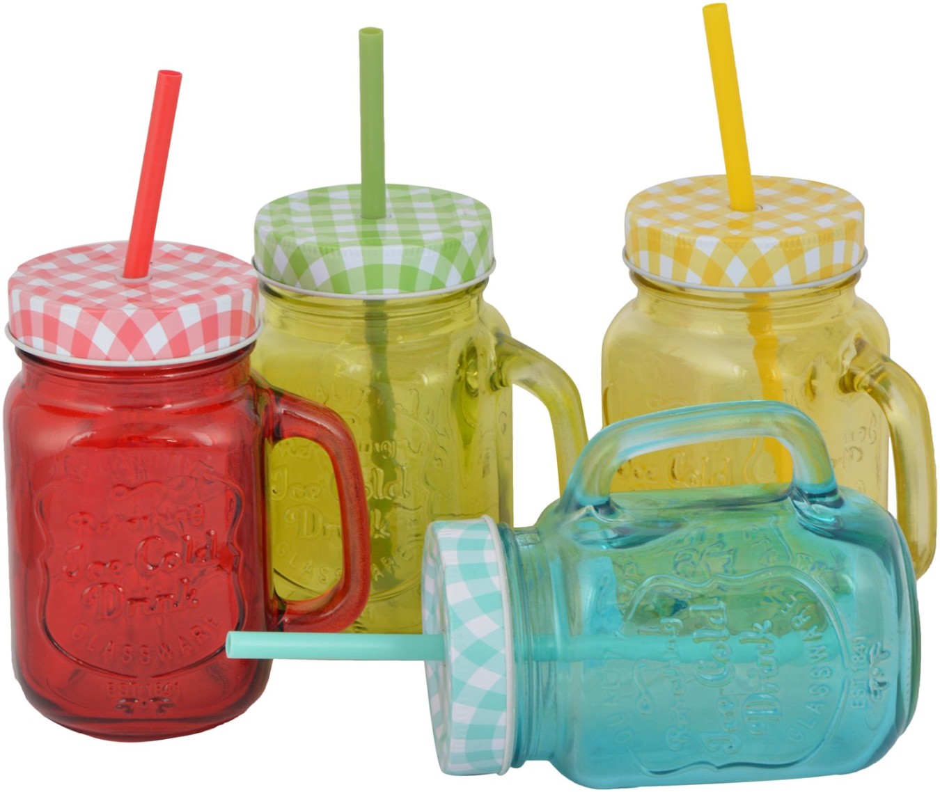 Mason Jar with Lid and Straw Set of 6 -  450ml