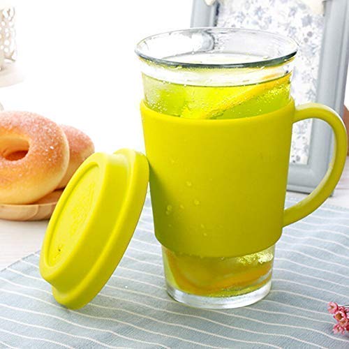 Random Color Glass Fruit Juice Soda Milk Sipper Tumbler Mug with Acrylic Lid - 400ml - Versatile Tea and Coffee Cup