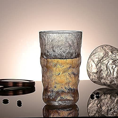 Texture Whiskey Glass 367ML - Set of 3 Crystal Cut Barware Drinking Glasses for Alcoholic Drinks