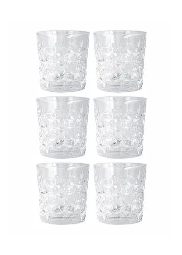 Diamond Whiskey Glass Tumbler Set of 6 - Imported Crystal Rocks Whisky Glass for Scotch, Vodka, Liquor, Juice, Water