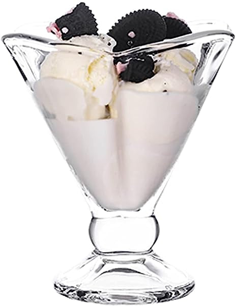 Italian Premium Flower Design Glass Set of 3 - Crystal Ice Cream Cup