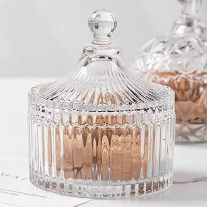 Crystal Candy Jar Set With Glass Lid | Glass Jar Glass Candy Box