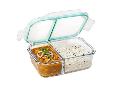 Two Partition/Compartment Lunch Box/Container Microwave Highly Heat-Resistant Airtight Lid and Air Valve