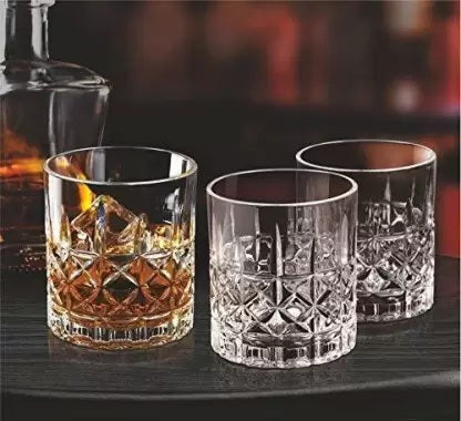 GK Whisky Glass 325ML - Set of 6 | Crystal Cut Barware Drinking Glasses for Alcoholic Drinks & Cocktails - Transparent Old Fashioned"