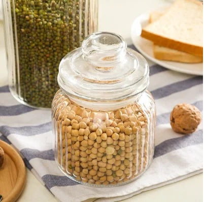 Pop Jar With Glass Air-Tight Lid, Pickle Spice 730 ml Food Storage Container Kitchen Glass Jar Set of 3