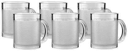 Glass Aldan Mug 300ML - Set of 6 | Versatile Cappuccinos Cup, Espresso Cup, Soup Bowl Jumbo Glass Cup