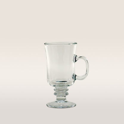 Irish Coffee Mug - Tall Glass with Handle, 250ml Capacity, Clear and Lead-Free, Set of