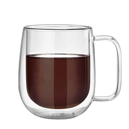 Double Walled Insulated Glass Coffee Mug - 250ml with Handle - 1 Pcs