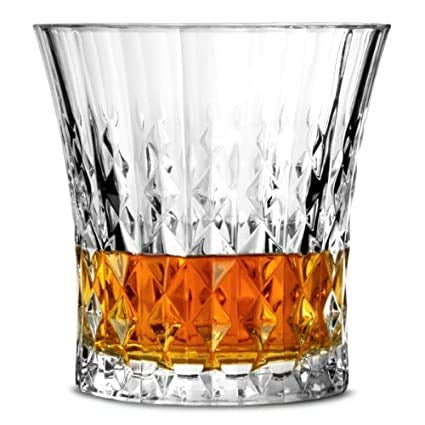 Crystal Narrow Cut Glass Pack of 6PCS - 260ML - Crystal Cut Barware Drinking Glasses for Whisky, Bourbon, Scotch, Liquor, Wine, Cocktail Drinks