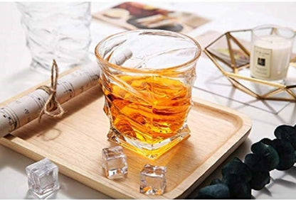 Spiral Whiskey Glass Set of 6 - 310ML | Classic New Fashioned Crystal Glass for Wine, Whiskey, Water, Juice - Multi-Purpose