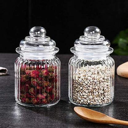 Pop Jar With Glass Air Tight Lid Kitchen Storage and Container Glass Jar (350 ML, Set of 3)