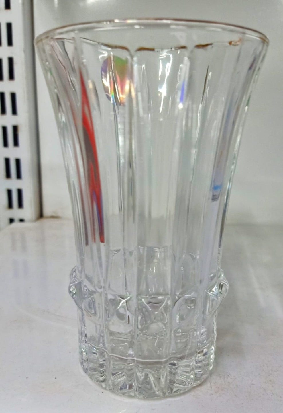 Pilsner Cut Gold Rim Juice Glasses Set of 6 - Clear Water Glass Tumbler