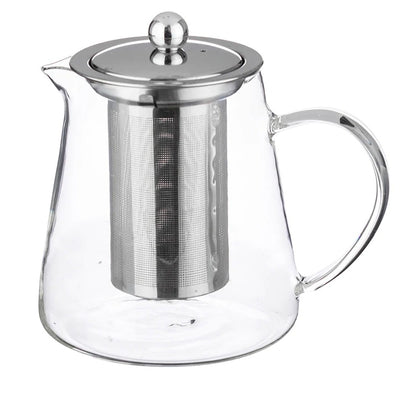 Borosilicate Glass Tea Kettle - Stovetop Safe Teapot with Stainless Steel Infuser Strainer (750 ML)