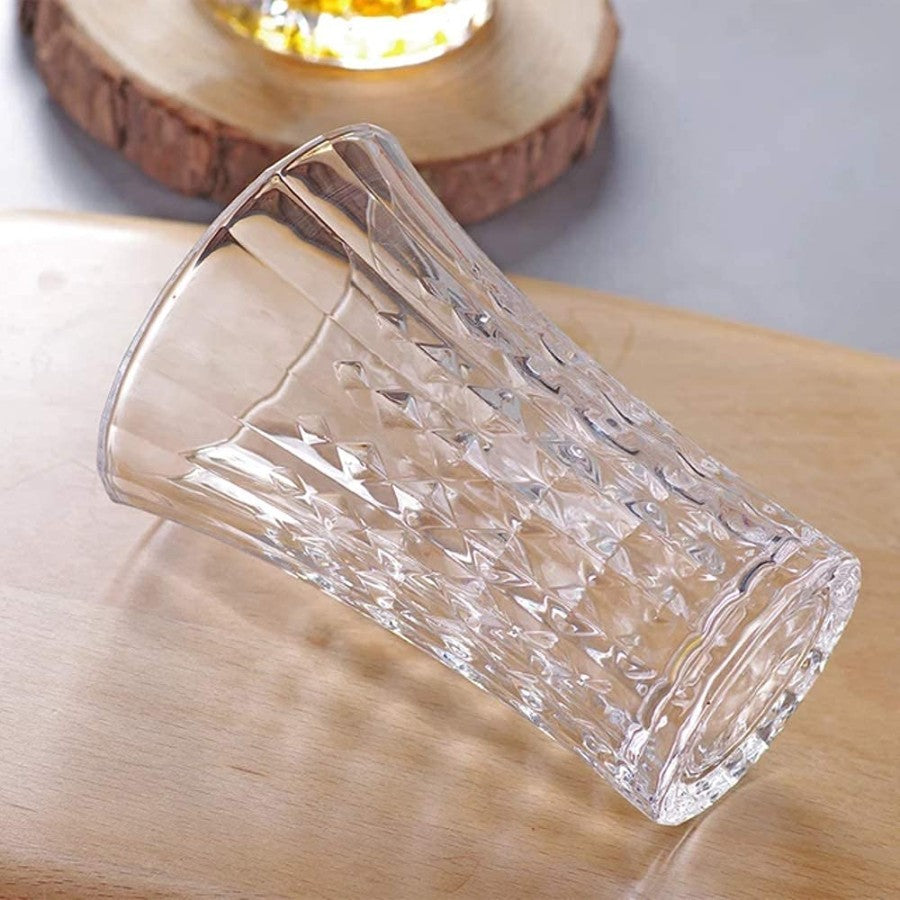 Crystal Narrow Glass Set of 6 - 250ML  | Crystal Cut Barware Drinking Glasses for Alcoholic Cocktails - Transparent Old Fashioned