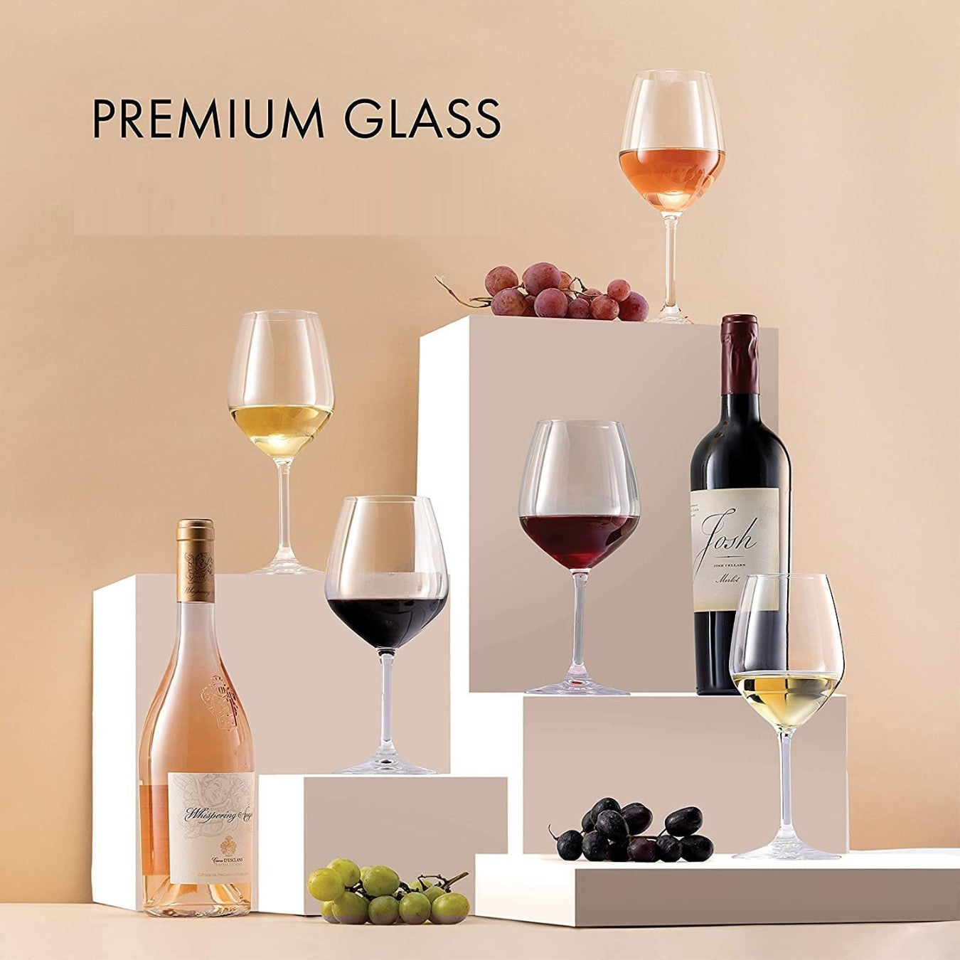 Chardonnay Red and White Wine Glass - Cut Wine Glasses for Elegant Sipping (400ml, Pack of 6)