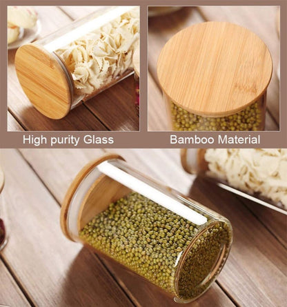 Square Glass Jar with Wooden Lid