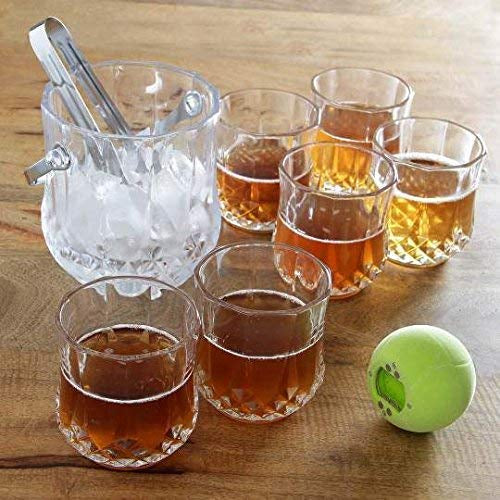 Crumple Whiskey Tumbler 280ML - Set of 6 Crystal Cut Barware Drinking Glasses for Whisky & Cocktail Drinks