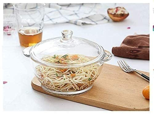 Toughened Glass Microwave Dishwasher Safe Pot Serving Bowl Casserole with Lid - Clear Glass (1 Piece)