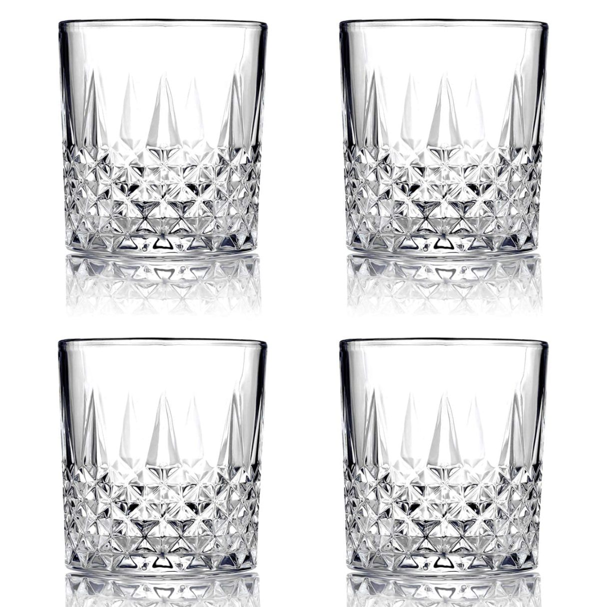 Crystal Whiskey Rocks Glasses Set of 6- 325 ML - with Heavy Base - Crystal Barware Glasses for Alcoholic Drinks