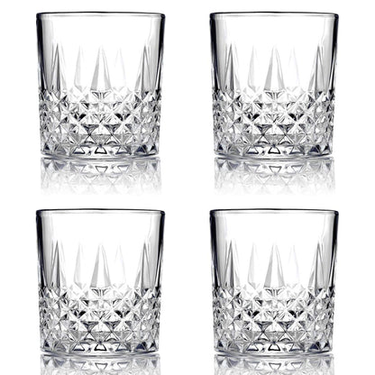 Crystal Whiskey Rocks Glasses Set of 6- 325 ML - with Heavy Base - Crystal Barware Glasses for Alcoholic Drinks