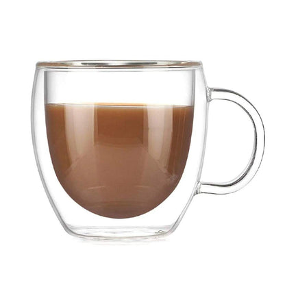 Double Wall Glass Mugs - Insulated Coffee Mugs | Clear Tea Cups | 250ML Drinkware Set