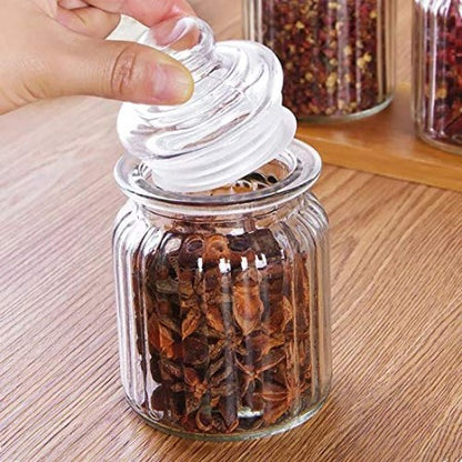 Pop Jar With Glass Air Tight Lid Kitchen Storage and Container Glass Jar (350 ML, Set of 3)