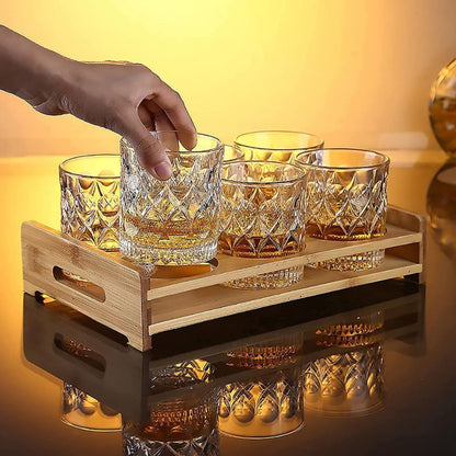 Italian Premium Old Fashioned Whiskey Glasses - Set of 6 (310ml) - Imported Transparent Tumblers