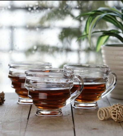 Honey Tea Cup 210ML 6PCS - Elegant Glassware Set for Cappuccinos, Espresso, Milk, and More