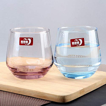 Wine Glasses Set of 6 - 370ML | Blue Bottom Shatterproof Glassware for Homes, Outdoor, Bar - Dishwasher Safe - Ideal for Cocktails