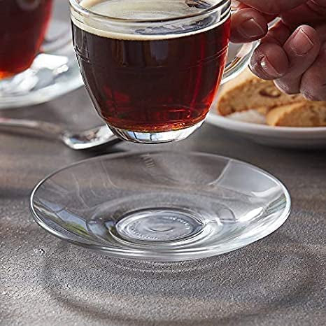 Glass Saucer 120ML - Set of 6 | Microwave-Safe Glass Plate