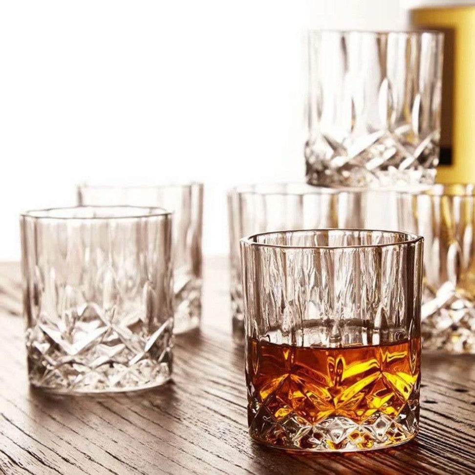 Opera Crystal Whiskey Glasses Set of 6 - 225ml Bar Glasses for Drinking Whisky, Scotch, Cocktails