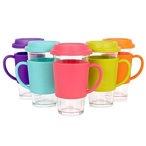 Random Color Glass Fruit Juice Soda Milk Sipper Tumbler Mug with Acrylic Lid - 400ml - Versatile Tea and Coffee Cup