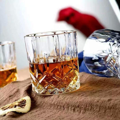 Opera Crystal Whiskey Glasses Set of 6 - 225ml Bar Glasses for Drinking Whisky, Scotch, Cocktails