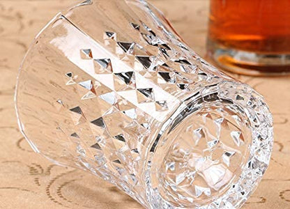 Crystal Narrow Glass Set of 6 - 250ML  | Crystal Cut Barware Drinking Glasses for Alcoholic Cocktails - Transparent Old Fashioned