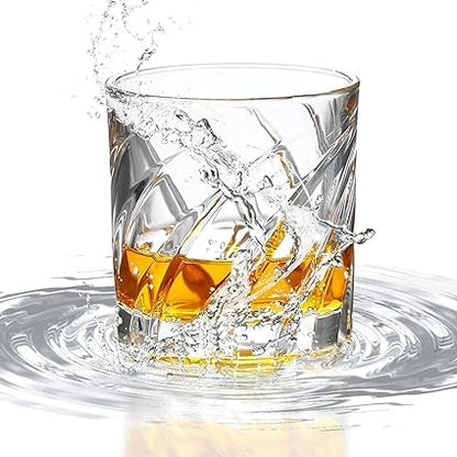 Crystal Cut Whiskey Glasses Set of 6  - 280 ML Bar Glass for Drinking Whisky, Scotch, Cocktails.